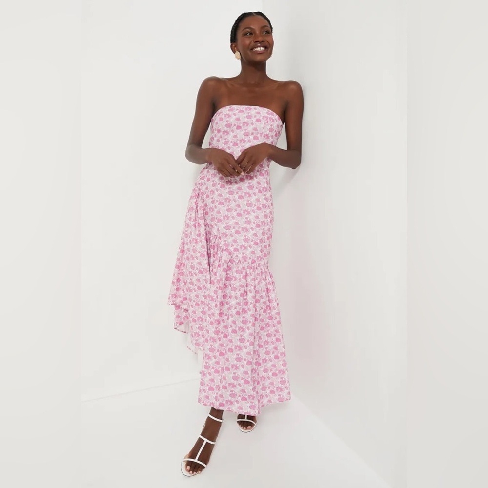 NWT - Hyacinth House - Pink and White Floral Ruffle Hem Camellia Dress - Size XL